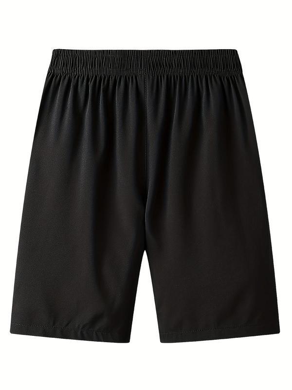 Men's Summer Solid Zipper Pocket Shorts, Men's Summer Bottoms, Regular Fit Casual Breathable Quick Drying Straight Leg Shorts for Summer, Mens Shorts for Daily Wear