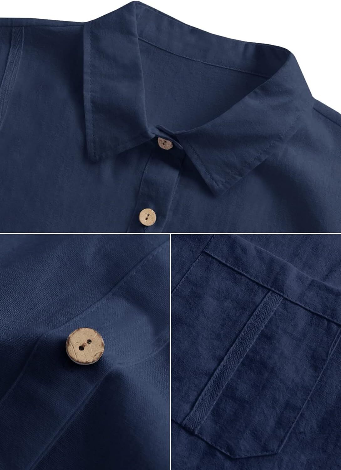Mens Beach Linen Shirts Short Sleeve Cuban Button Down Casual Summer T Shirt Guayabera Hawaiian Tee Loose Fit Tops(💖Buy two, free shipping)