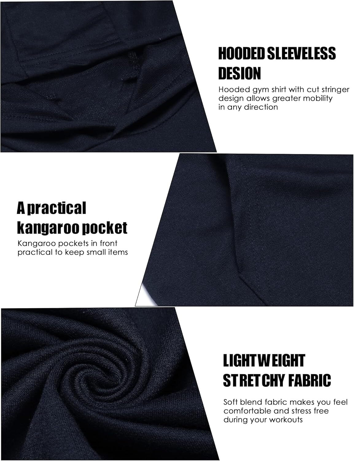 Men's Workout Hooded Tank Tops Bodybuilding Muscle Cut Off T Shirt Sleeveless Gym Hoodies