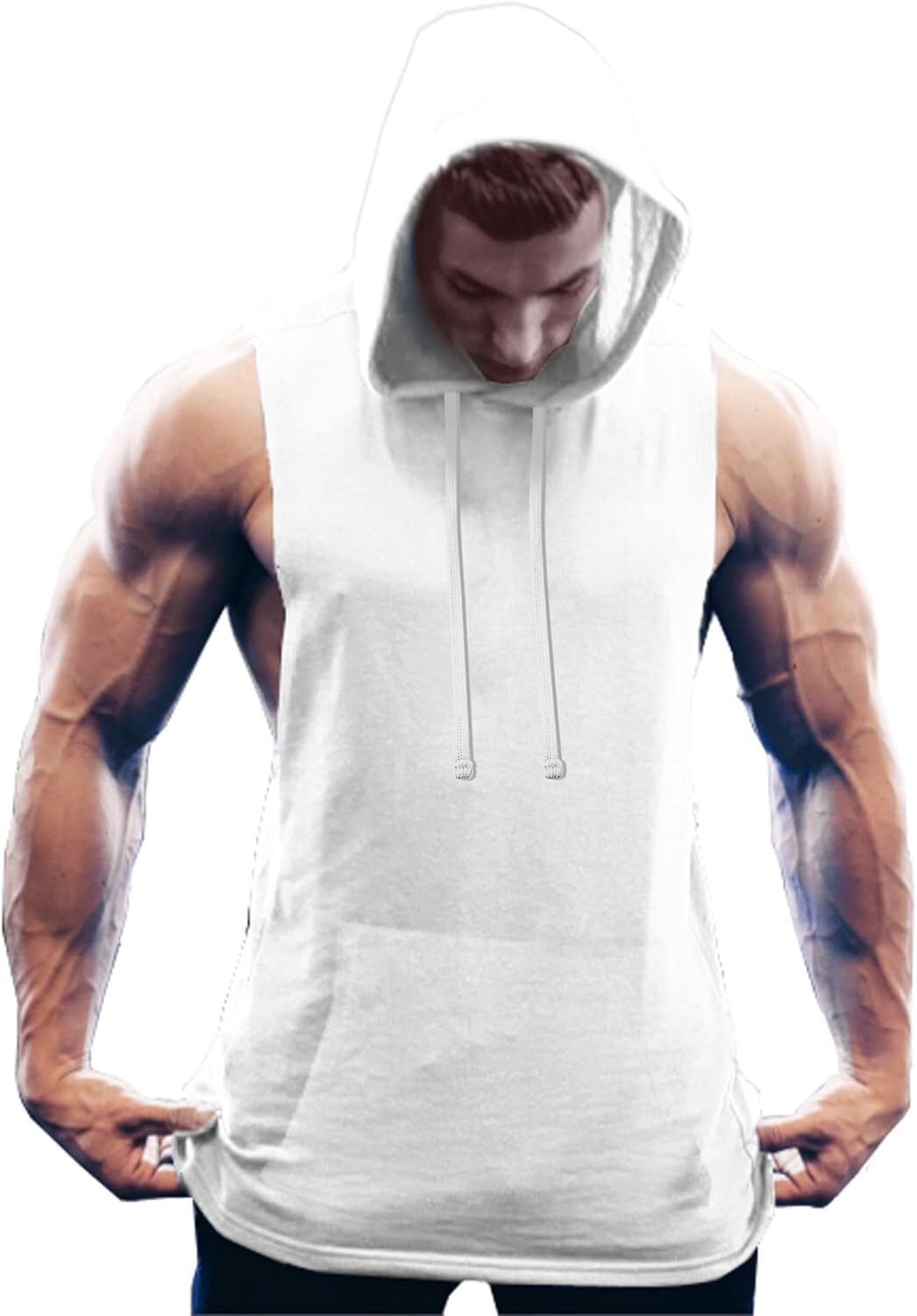 Men's Workout Hooded Tank Tops Bodybuilding Muscle Cut Off T Shirt Sleeveless Gym Hoodies