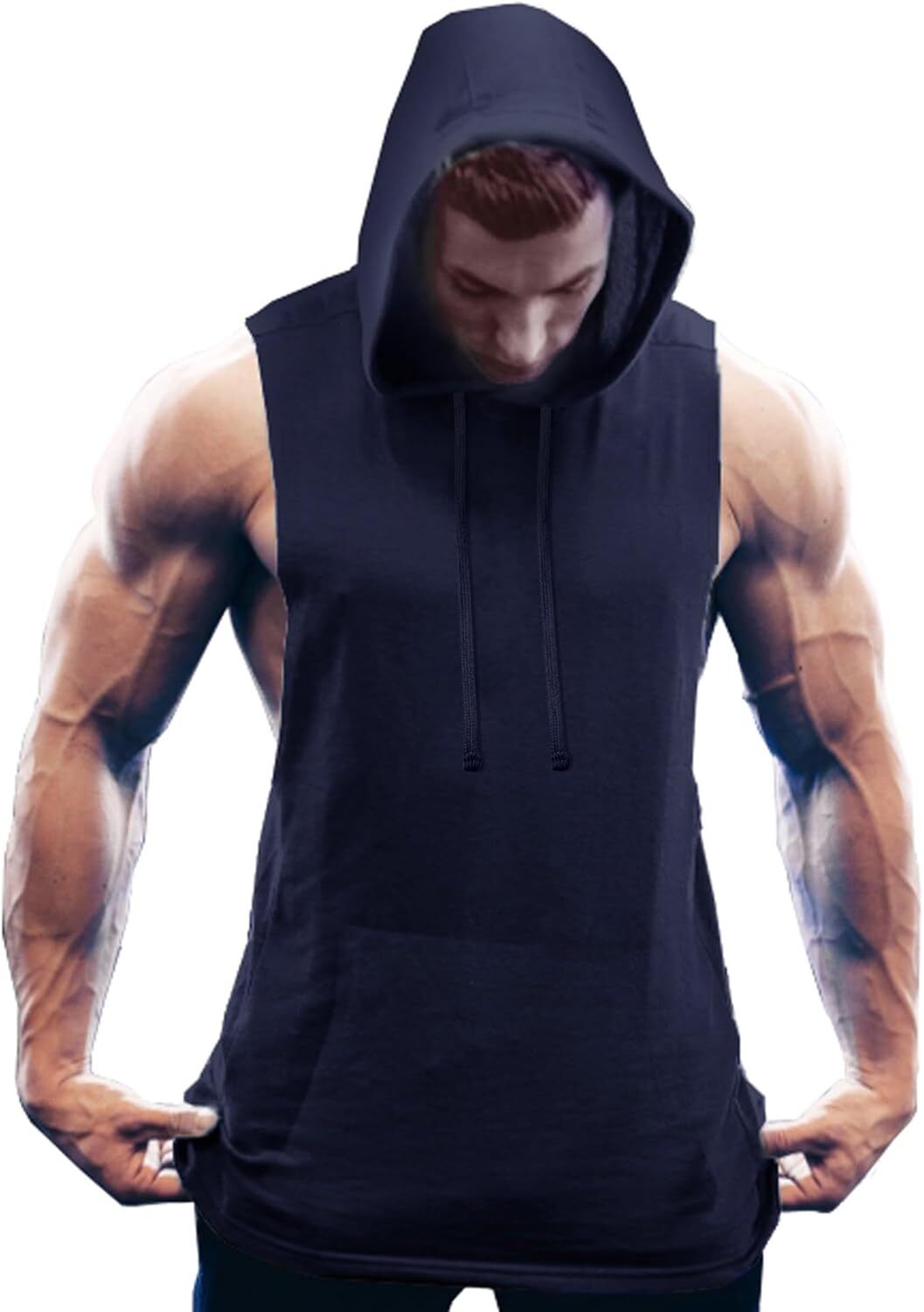 Men's Workout Hooded Tank Tops Bodybuilding Muscle Cut Off T Shirt Sleeveless Gym Hoodies