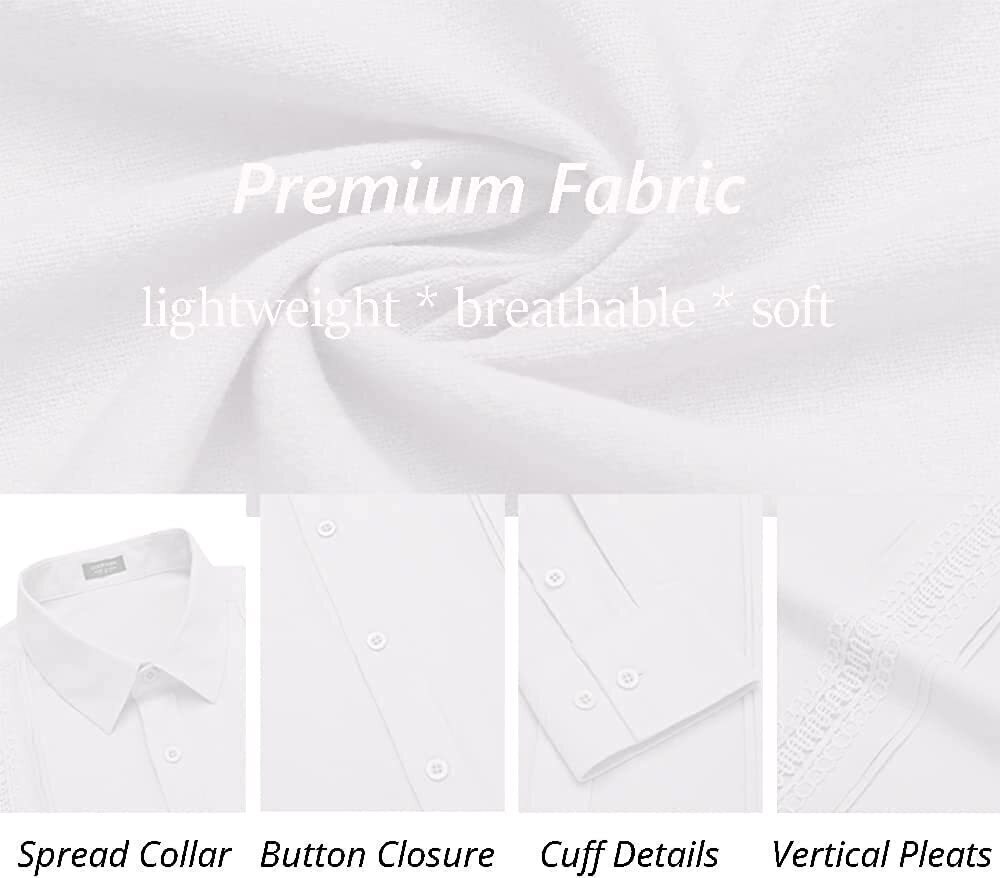 7-Pack Men's Cuban Shirts Long Sleeve Casual Button Down Shirt Cotton Beach Tops💖Buy two packs for free shipping💖