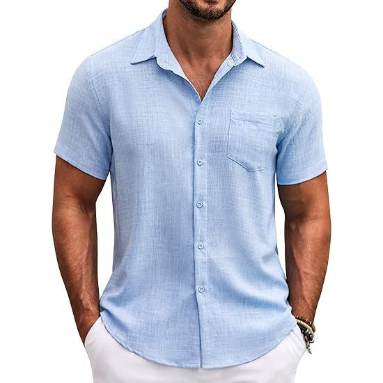 Casual Short Sleeve Men's Button Down Shirts