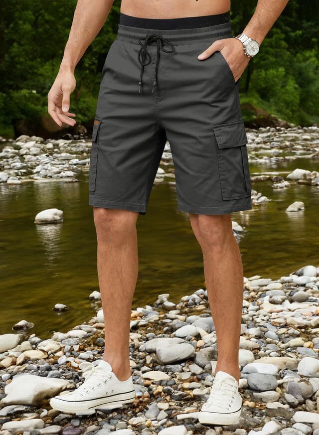 Men's Patched Drawstring Waist Cargo Shorts, Men's Bottoms for Daily Wear, Clearance Items 2024