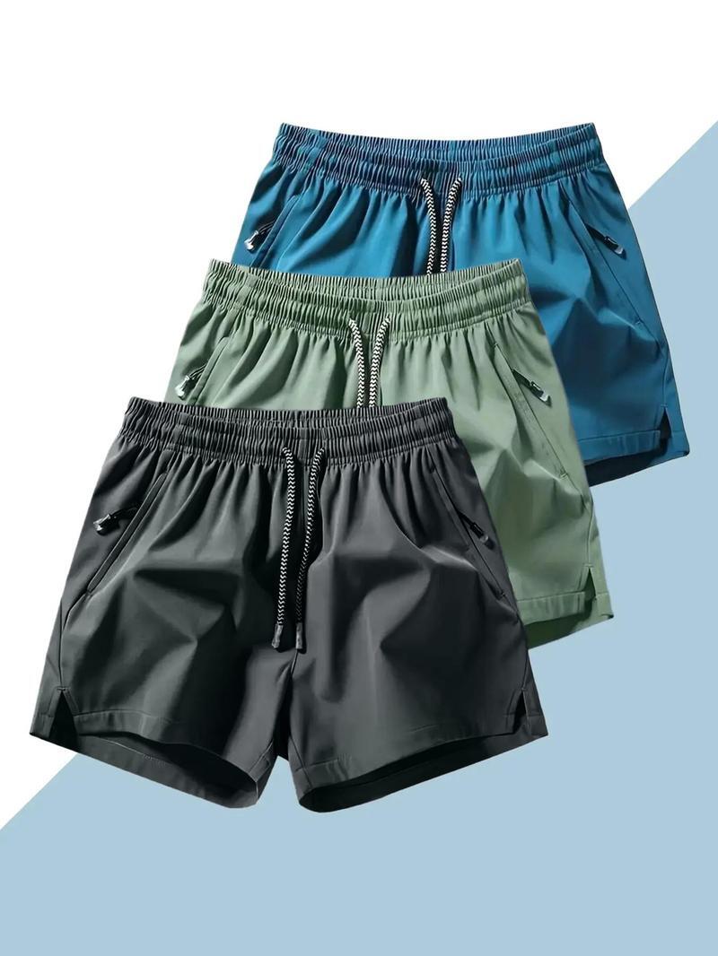 Men's Plain Solid Color Drawstring Pocket Shorts, Clearance Items 2024