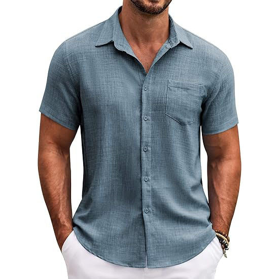 Casual Short Sleeve Men's Button Down Shirts