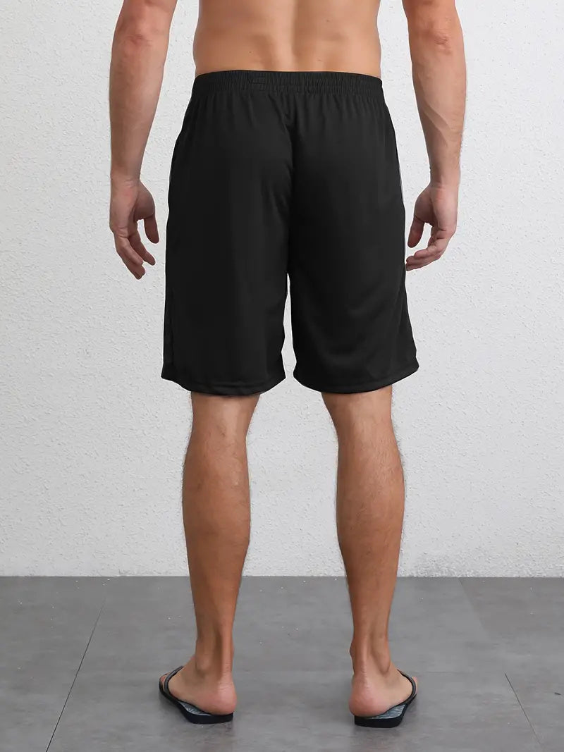 Men's Summer Solid Zipper Pocket Shorts, Men's Summer Bottoms, Regular Fit Casual Breathable Quick Drying Straight Leg Shorts for Summer, Mens Shorts for Daily Wear
