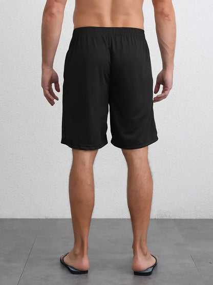 Men's Summer Solid Zipper Pocket Shorts, Men's Summer Bottoms, Regular Fit Casual Breathable Quick Drying Straight Leg Shorts for Summer, Mens Shorts for Daily Wear