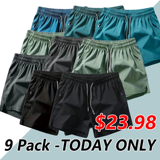 Men's Plain Solid Color Drawstring Pocket Shorts, Clearance Items 2024