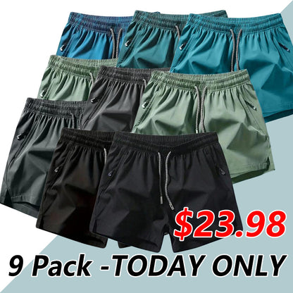 Men's Plain Solid Color Drawstring Pocket Shorts, Clearance Items 2024