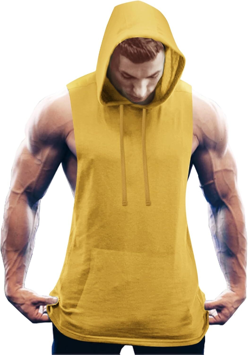 Men's Workout Hooded Tank Tops Bodybuilding Muscle Cut Off T Shirt Sleeveless Gym Hoodies