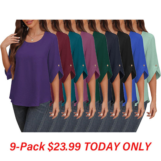 Women's 2024 Summer Chiffon Blouses Bell Short Sleeve TShirts Casual Loose Flowy Dressy Work Tops for Leggings Blouse