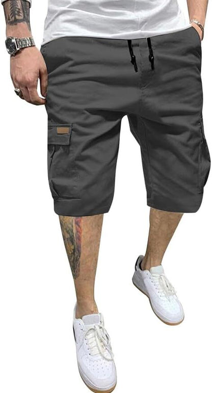 Men's Patched Drawstring Waist Cargo Shorts,  Men's Bottoms for Daily Wear, Clearance Items 2024