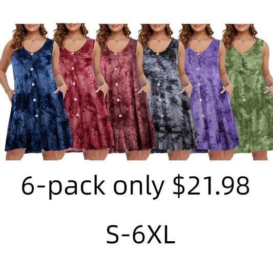 Plus Size Tie Dye Pocket Dress