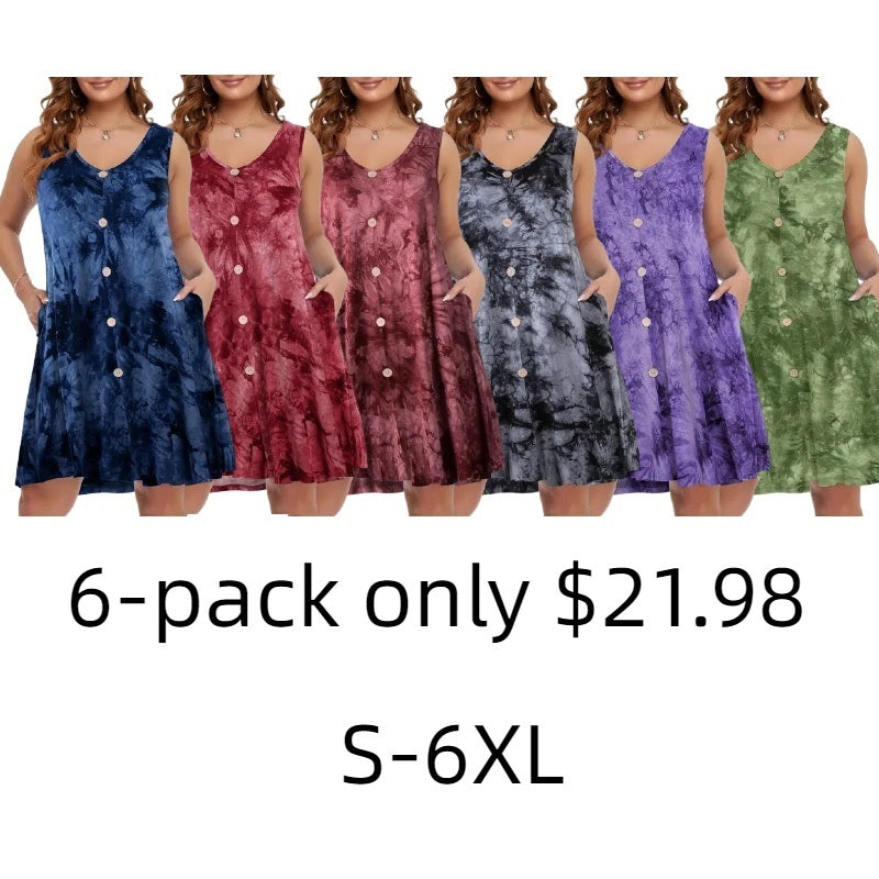 Plus Size Tie Dye Pocket Dress