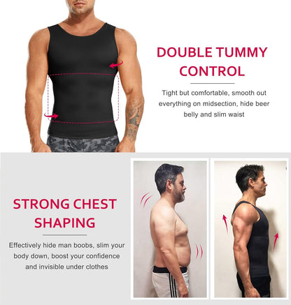 Men Compression Shirt Shapewear Slimming Body Shaper Vest Undershirt Tummy Control Tank Top