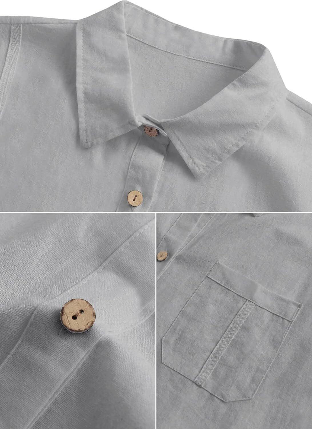 Mens Beach Linen Shirts Short Sleeve Cuban Button Down Casual Summer T Shirt Guayabera Hawaiian Tee Loose Fit Tops(💖Buy two, free shipping)