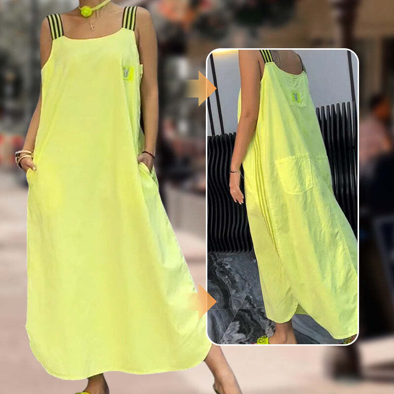 Wide Strap Maxi Dress with Pockets