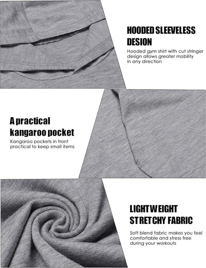 Men's Workout Hooded Tank Tops Bodybuilding Muscle Cut Off T Shirt Sleeveless Gym Hoodies