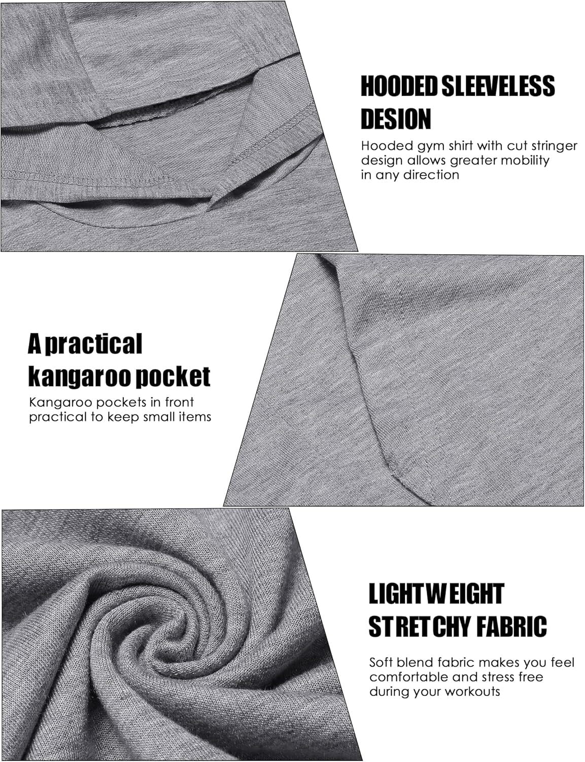 Men's Workout Hooded Tank Tops Bodybuilding Muscle Cut Off T Shirt Sleeveless Gym Hoodies