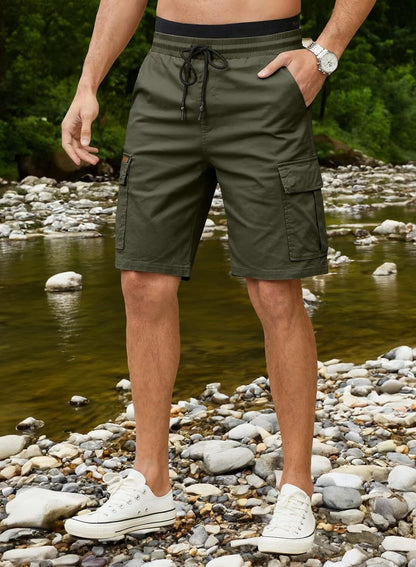 Men's Patched Drawstring Waist Cargo Shorts,  Men's Bottoms for Daily Wear, Clearance Items 2024