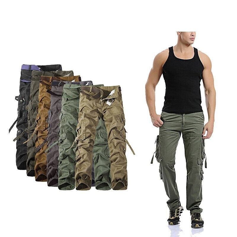 Men's Cargo Pants Hiking Pants Trousers Work Pants Military Outdoor Ripstop Breathable Zipper Pocket Multi Pockets Pants / Trousers Bottoms Dark Khaki Turk Green Cotton Hunting Fishing Climbing 28 29