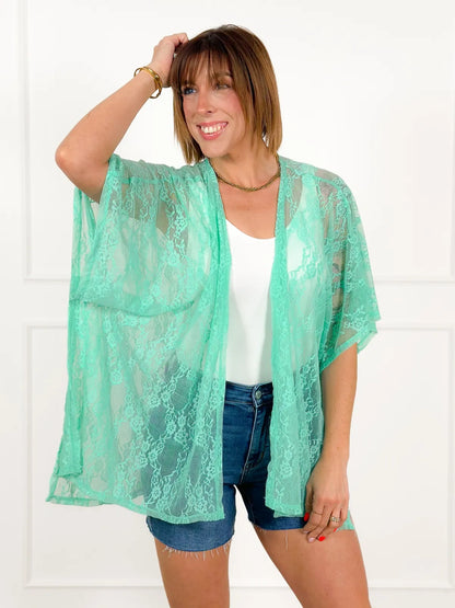 ⚡Limited Time Sale - Lace short-sleeved kimono with side slit details (various colors)
