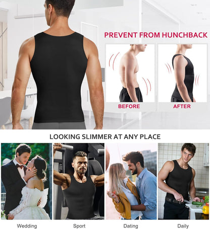 Men Compression Shirt Shapewear Slimming Body Shaper Vest Undershirt Tummy Control Tank Top