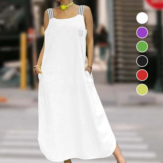 Wide Strap Maxi Dress with Pockets