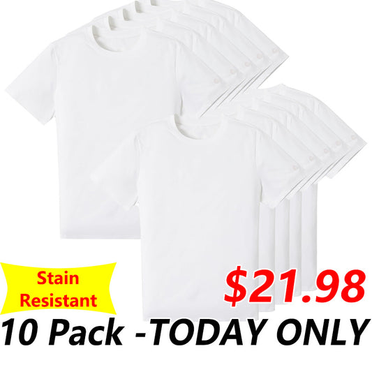 White Basic Crewneck Short Sleeve Cotton Polyester Water Repellent Tops T Shirts Tee for Men Women