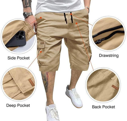 Men's Patched Drawstring Waist Cargo Shorts,  Men's Bottoms for Daily Wear, Clearance Items 2024