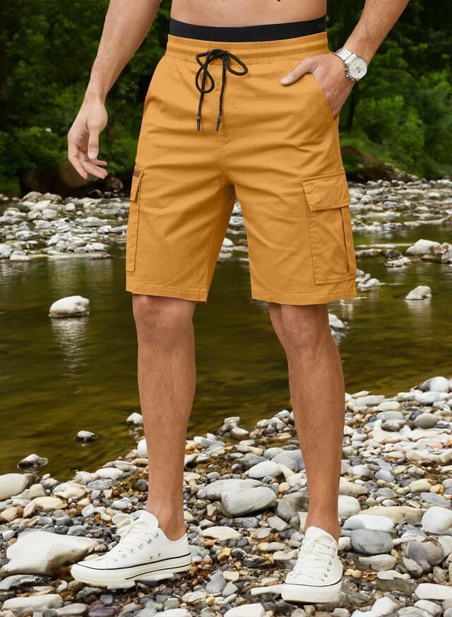 Men's Patched Drawstring Waist Cargo Shorts,  Men's Bottoms for Daily Wear, Clearance Items 2024
