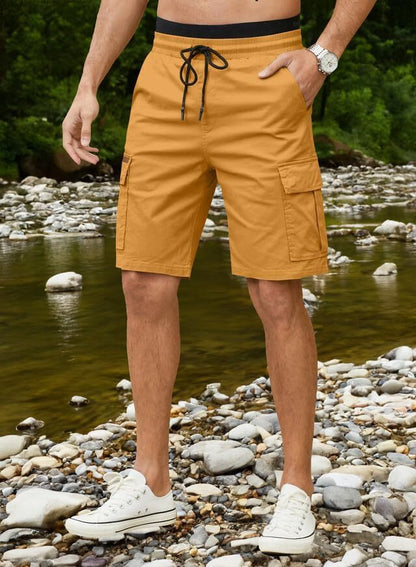 Men's Patched Drawstring Waist Cargo Shorts,  Men's Bottoms for Daily Wear, Clearance Items 2024