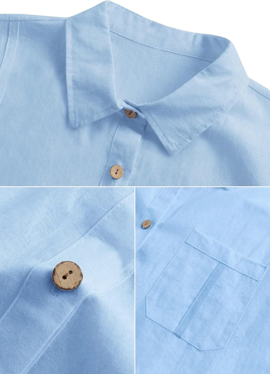 Mens Beach Linen Shirts Short Sleeve Cuban Button Down Casual Summer T Shirt Guayabera Hawaiian Tee Loose Fit Tops(💖Buy two, free shipping)