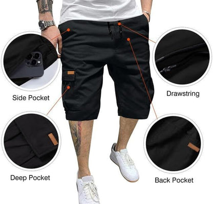 Men's Patched Drawstring Waist Cargo Shorts,  Men's Bottoms for Daily Wear, Clearance Items 2024