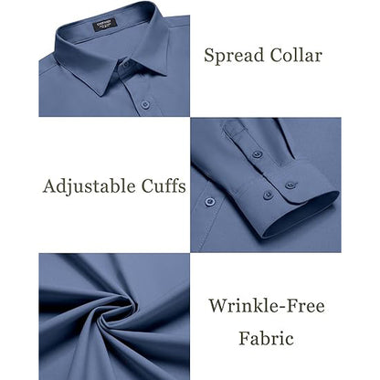 Wrinkle Free Long Sleeve Button Down Formal Business Shirt