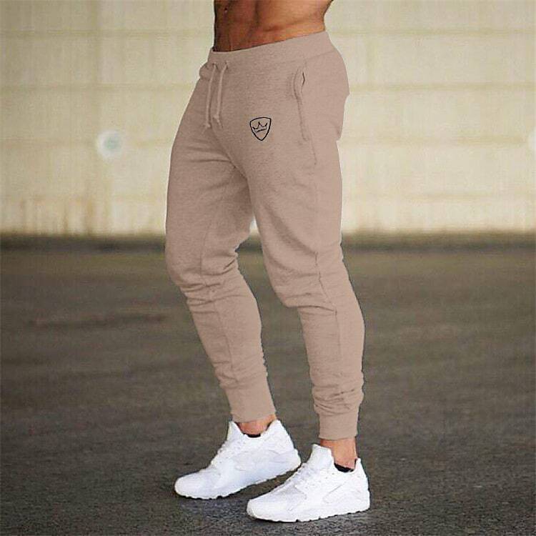 Men's Sports Track Pants Pants Geometric Pattern Cotton Blend Mid Waist ArmyGreen Black Gray Khaki Dark Gray M L XL XXL 3XL