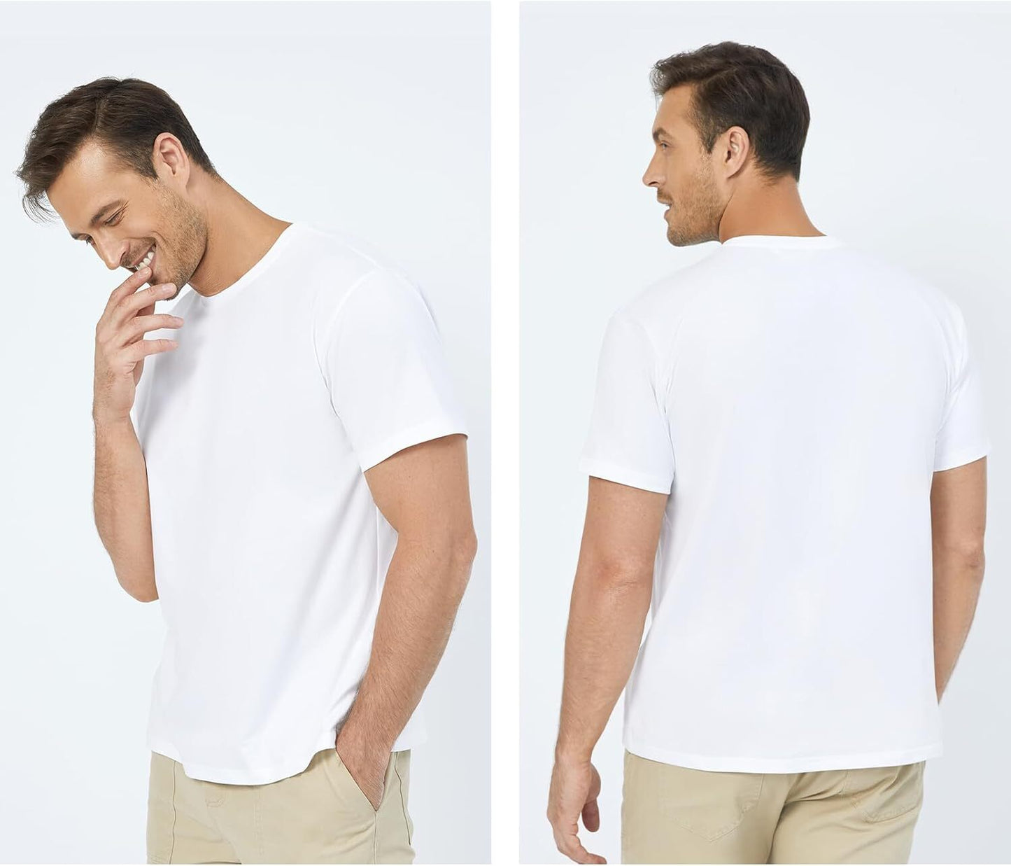 White Basic Crewneck Short Sleeve Cotton Polyester Water Repellent Tops T Shirts Tee for Men Women