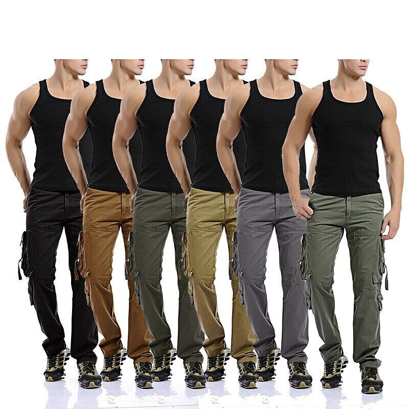 Men's Cargo Pants Hiking Pants Trousers Work Pants Military Outdoor Ripstop Breathable Zipper Pocket Multi Pockets Pants / Trousers Bottoms Dark Khaki Turk Green Cotton Hunting Fishing Climbing 28 29