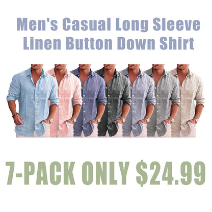 Men's Casual Linen Button Down Shirt