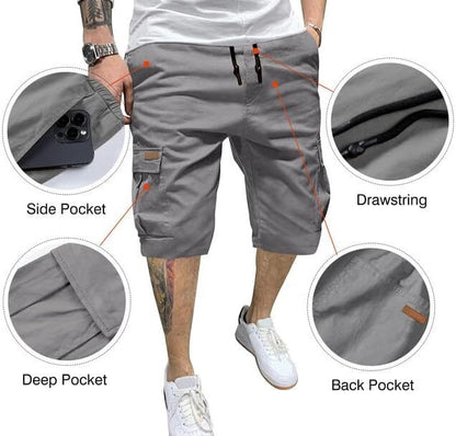 Men's Patched Drawstring Waist Cargo Shorts,  Men's Bottoms for Daily Wear, Clearance Items 2024