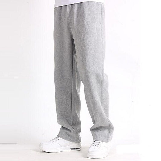 Men's Sweatpants Trousers Drawstring Elastic Waist Straight Leg Solid Color Plain Breathable Comfortable Full Length Sports Outdoor Daily Wear Cotton Blend Casual / Sporty Athleisure Wine Light Grey