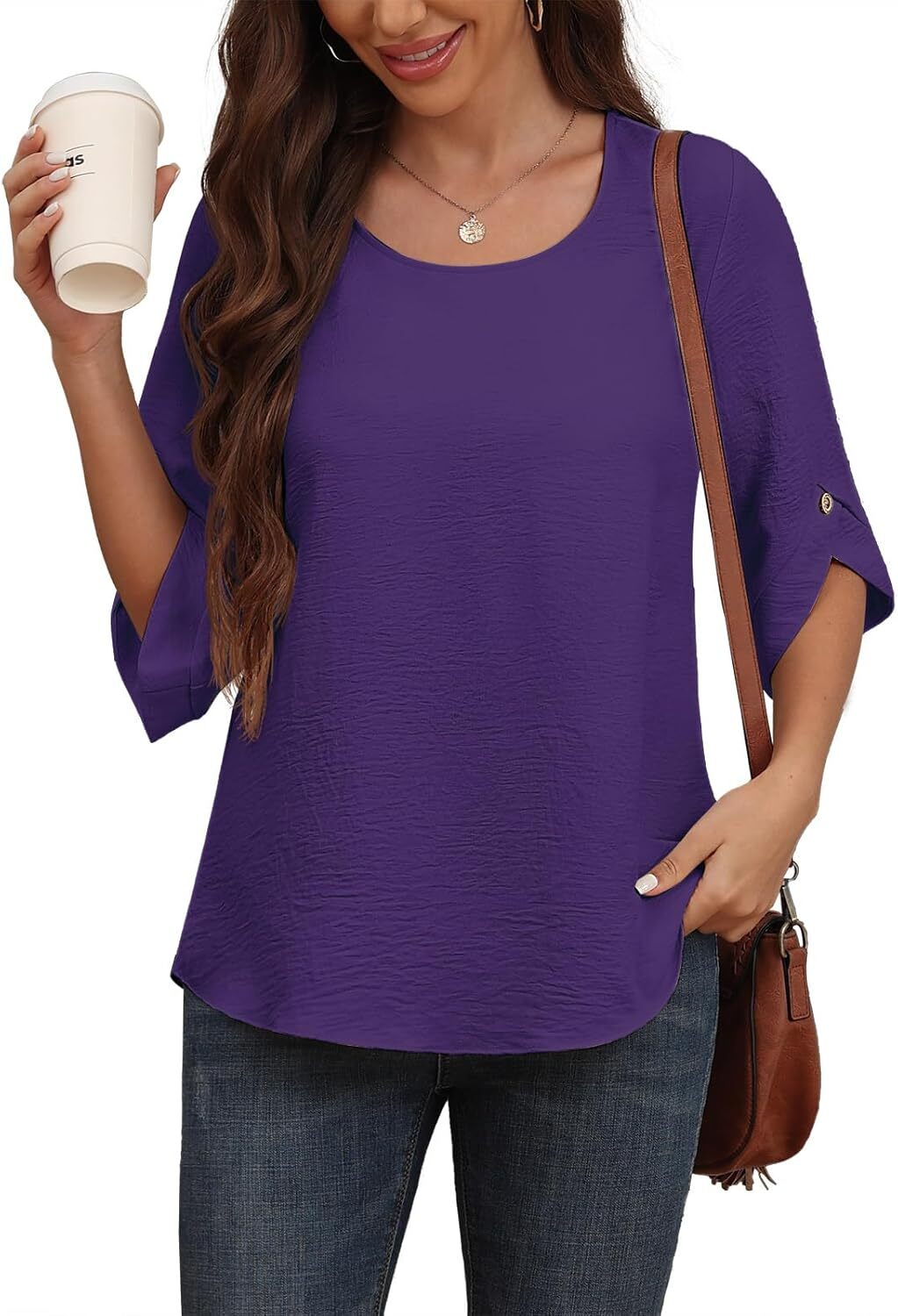 Women's 2024 Summer Chiffon Blouses Bell Short Sleeve TShirts Casual Loose Flowy Dressy Work Tops for Leggings Blouse