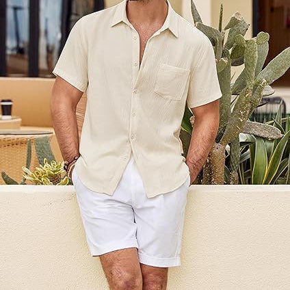 Casual Short Sleeve Men's Button Down Shirts