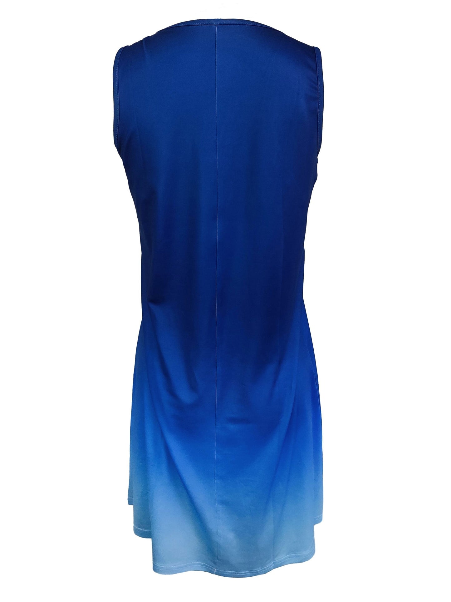 Vibrant Ombre V-Neck Tank Dress - Soft Micro Elastic Polyester Casual Summer Dress for Women