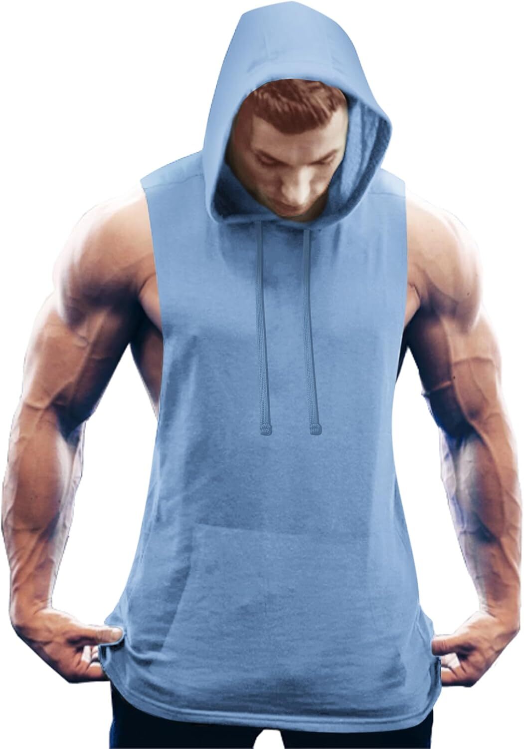 Men's Workout Hooded Tank Tops Bodybuilding Muscle Cut Off T Shirt Sleeveless Gym Hoodies