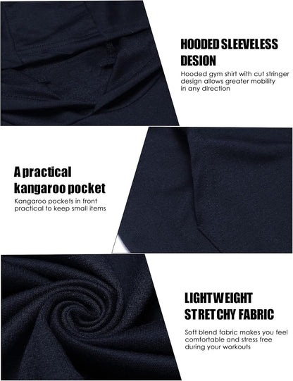 Men's Workout Hooded Tank Tops Bodybuilding Muscle Cut Off T Shirt Sleeveless Gym Hoodies