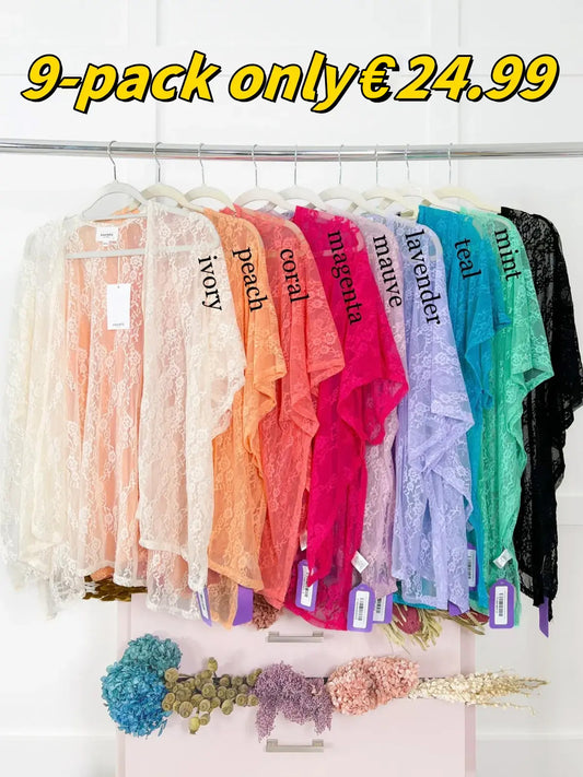 ⚡Limited Time Sale - Lace short-sleeved kimono with side slit details (various colors)