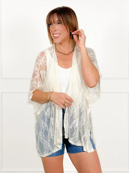 ⚡Limited Time Sale - Lace short-sleeved kimono with side slit details (various colors)