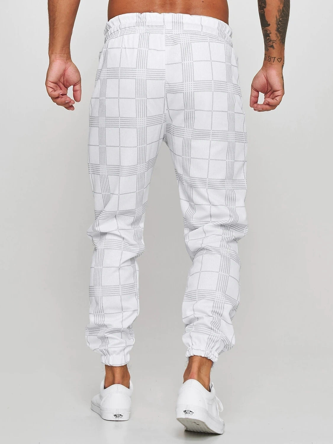 Men's Sporty Casual / Sporty Pants Chinos Drawstring Elastic Waist Print Full Length Pants Casual Sports Micro-elastic Geometry Outdoor Sports Mid Waist White Black Light Grey Dark Gray S M L XL XXL